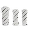 FUUBAMB00 3PCs/Set Golf Headcovers Utility Irons Skull Rivets Cover PU Leather Golf Head Covers Driver Fairway Hybrids Clubs Golf Head Protector,White view 1