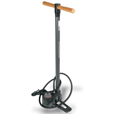 SKS GERMANY RENNKOMPRESSOR NXT Floor Pump (Air Pump for All Valve Types, Precision Pressure Gauge, Metal Tube, Metal Base, Wooden Handle, Max. Pressure: 16 Bar / 232 PSI)