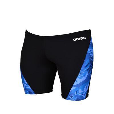 ARENA Men's Racing Swimsuit Solid Swim Jammers Endurance Long Compression Shorts,Tropicals Swimwear, Black-Royal Multi, 20