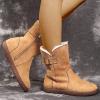 oiangi Women's Flat Snow Boots Winter Fleece Warm Round Toe Side Zipper Qulited Platform Ankle Booties Solid Casual Comfortable Outdoor Ladies Shoes view 4
