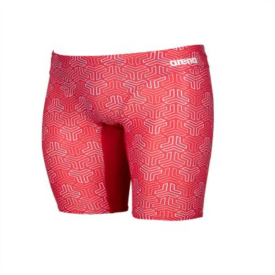 ARENA Kikko Men's Competitive Swim Training Bathing Suit for Men Chlorine Resistant UV Protection Low Drag Athletic Jammers,Red-Multi Red