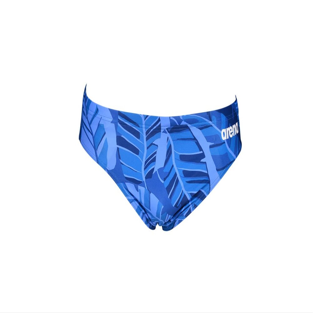 ARENA Mens Tropical Swim Brief Chlorine Resistant Quick Dry Training & Racing Suit for Competitive Swimmers, Royal-Royal Multi, Size 22