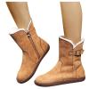 oiangi Women's Flat Snow Boots Winter Fleece Warm Round Toe Side Zipper Qulited Platform Ankle Booties Solid Casual Comfortable Outdoor Ladies Shoes view 3