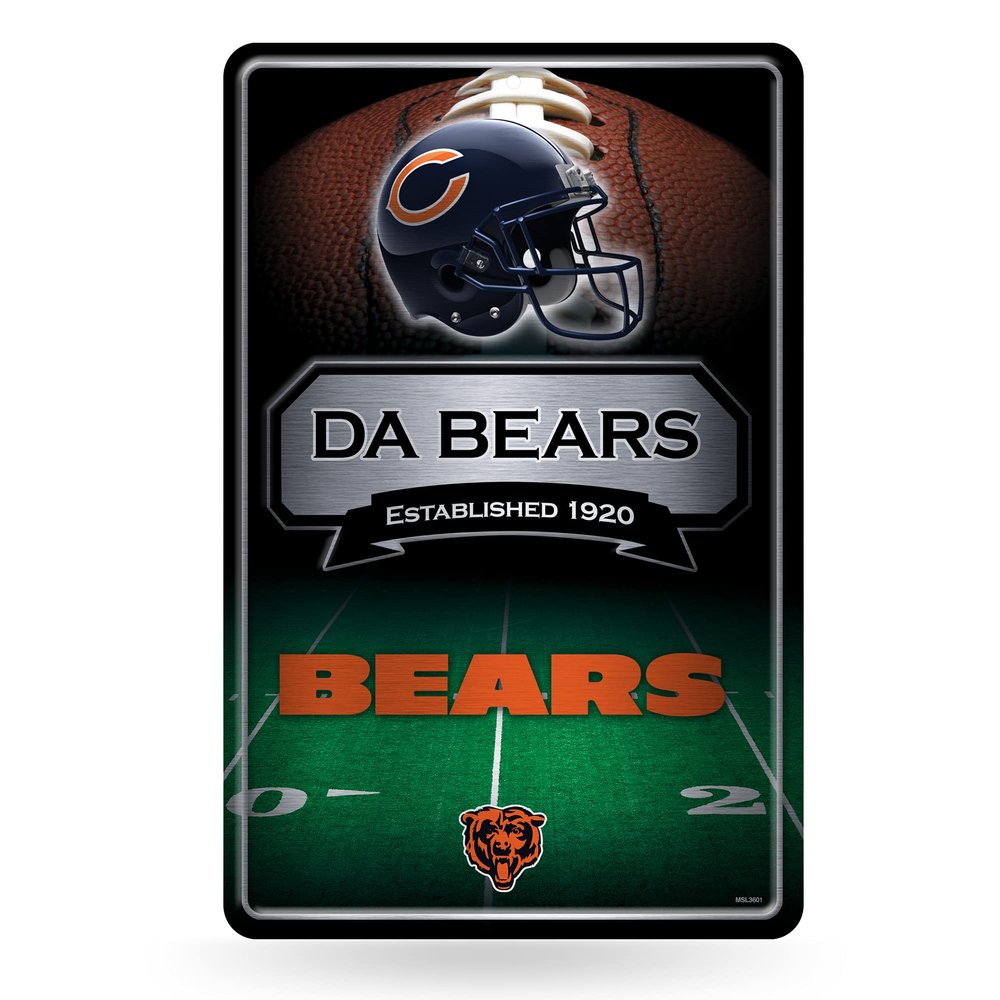 NFL Rico Industries Chicago Bears Large Metal Sign 11" x 17" Large Metal Home Dcor Sign