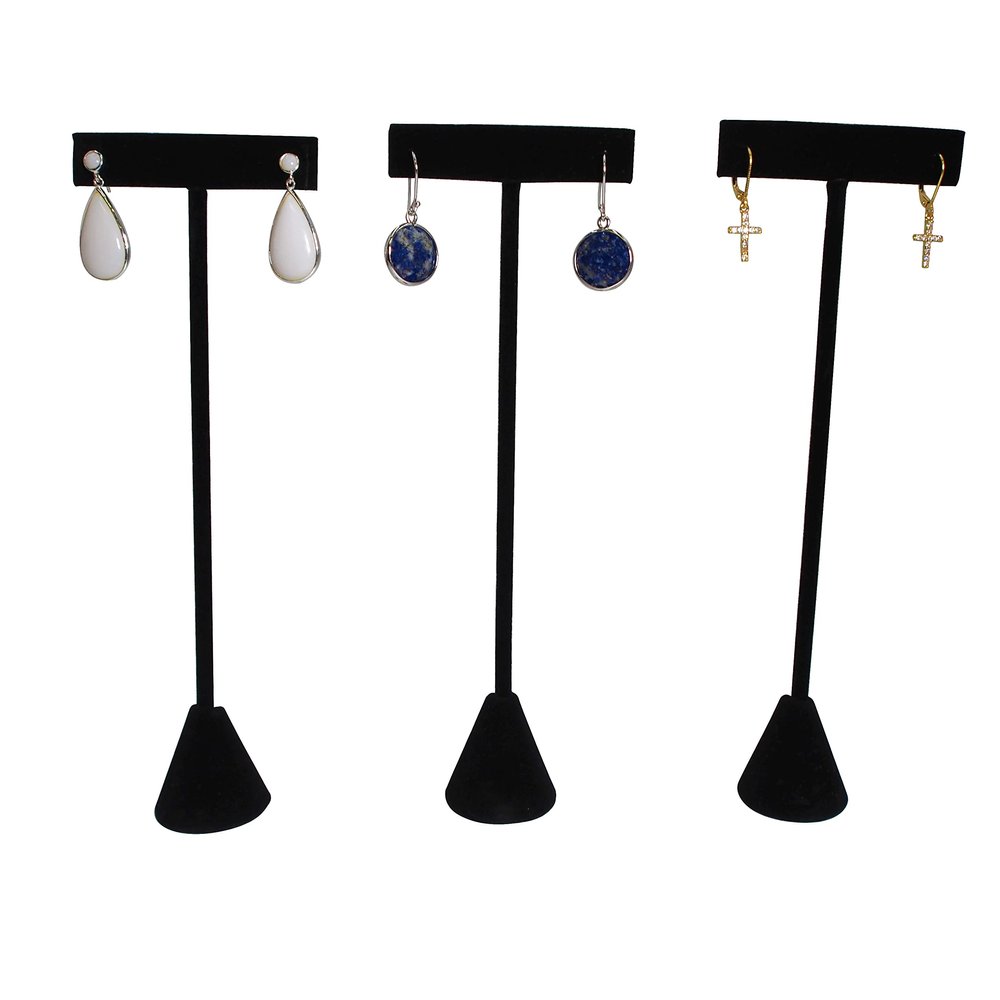 CuteBox Black Velvet 7.5" Earring Ts 6pcs for Jewelry Display, Retail, Home Use, Tradeshows, Showcase, Display Case, for Post, Hook, Loop, Stud, Dangle Earrings
