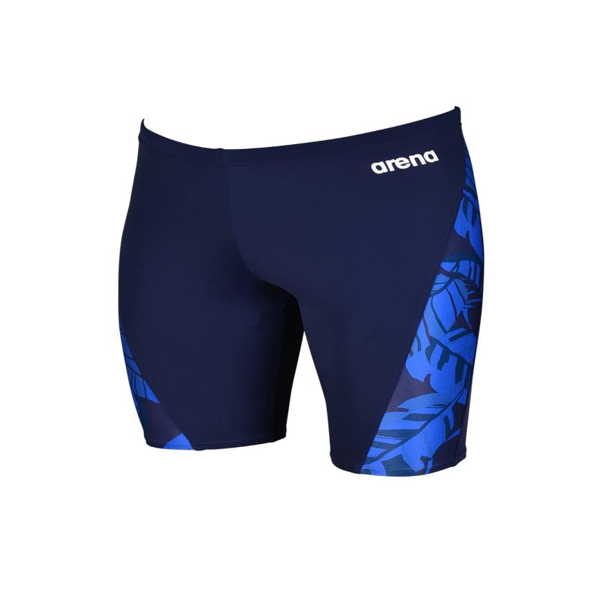 ARENA Men's Racing Swimsuit Solid Swim Jammers Endurance Long Compression Shorts,Tropicals Swimwear, Navy-Navy Multi, 20