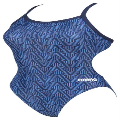 ARENA Kikko Womens Chlorine Resistant Athletic One Piece Swimsuit, Bathing Suit for Lap Swimming, Swim Competition & Water Sports-Navy-Multi Navy