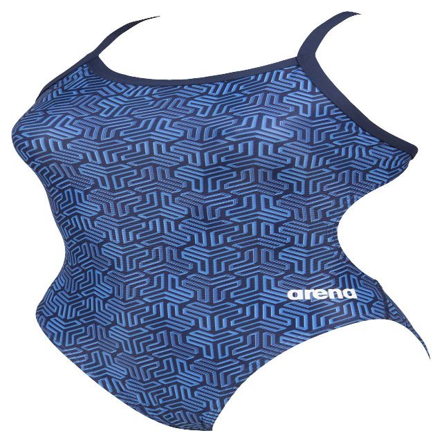 ARENA Kikko Womens Chlorine Resistant Athletic One Piece Swimsuit, Bathing Suit for Lap Swimming, Swim Competition & Water Sports-Navy-Multi Navy