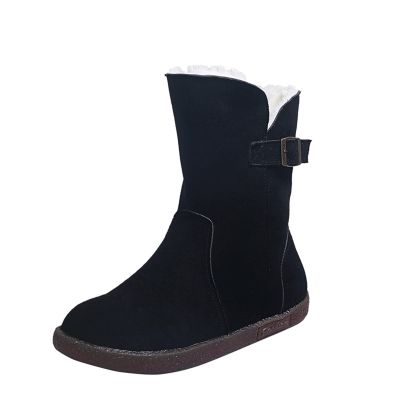 oiangi Women's Flat Snow Boots Winter Fleece Warm Round Toe Side Zipper Qulited Platform Ankle Booties Solid Casual Comfortable Outdoor Ladies Shoes