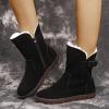 oiangi Women's Flat Snow Boots Winter Fleece Warm Round Toe Side Zipper Qulited Platform Ankle Booties Solid Casual Comfortable Outdoor Ladies Shoes view 2