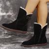oiangi Women's Flat Snow Boots Winter Fleece Warm Round Toe Side Zipper Qulited Platform Ankle Booties Solid Casual Comfortable Outdoor Ladies Shoes view 4