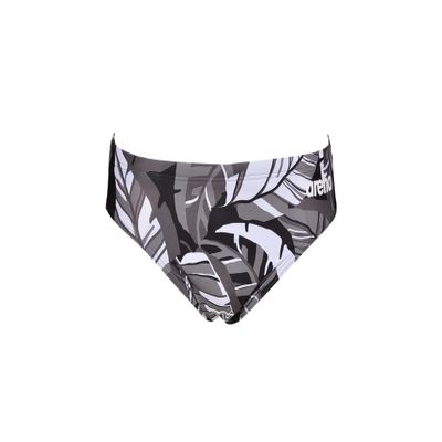 ARENA Mens Tropical Swim Brief Chlorine Resistant Quick Dry Training & Racing Suit for Competitive Swimmers, Black-Black Multi, Size 24