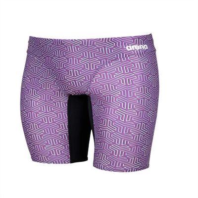 ARENA Men's Competitive Swim Training Bathing Suit for Men Chlorine Resistant UV Protection Low Drag Athletic Jammers,Black-Multi Purple