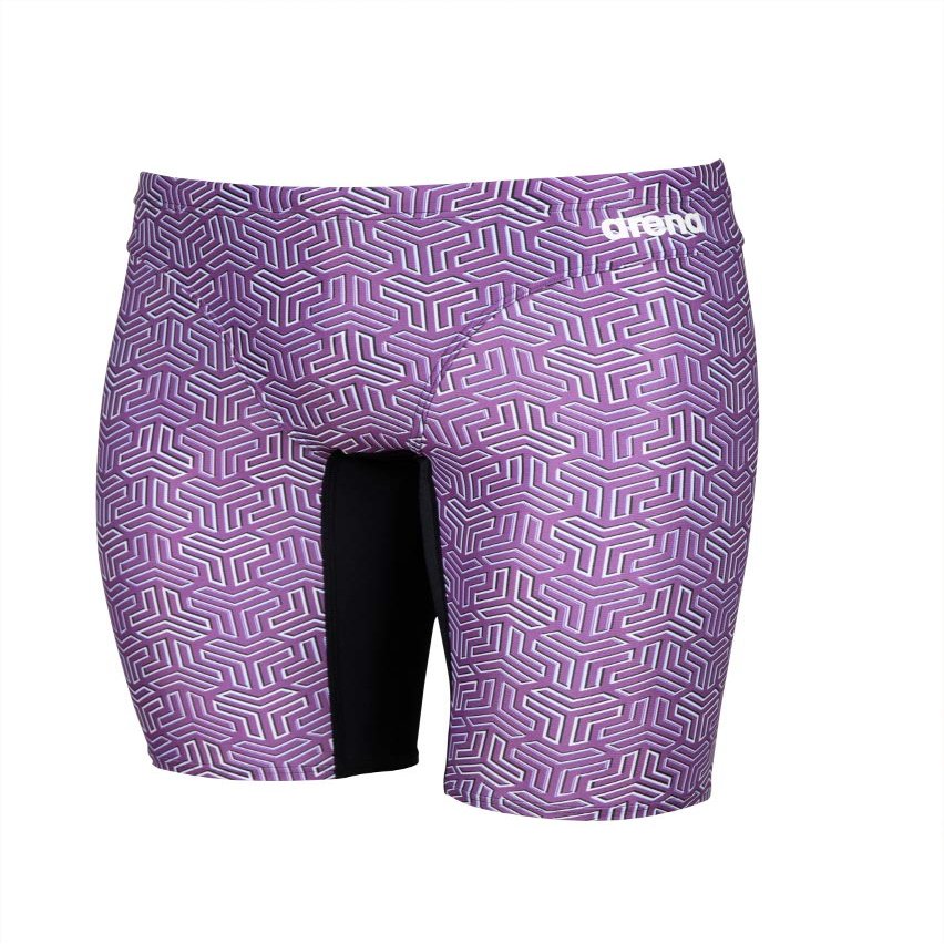 ARENA Men's Competitive Swim Training Bathing Suit for Men Chlorine Resistant UV Protection Low Drag Athletic Jammers,Black-Multi Purple