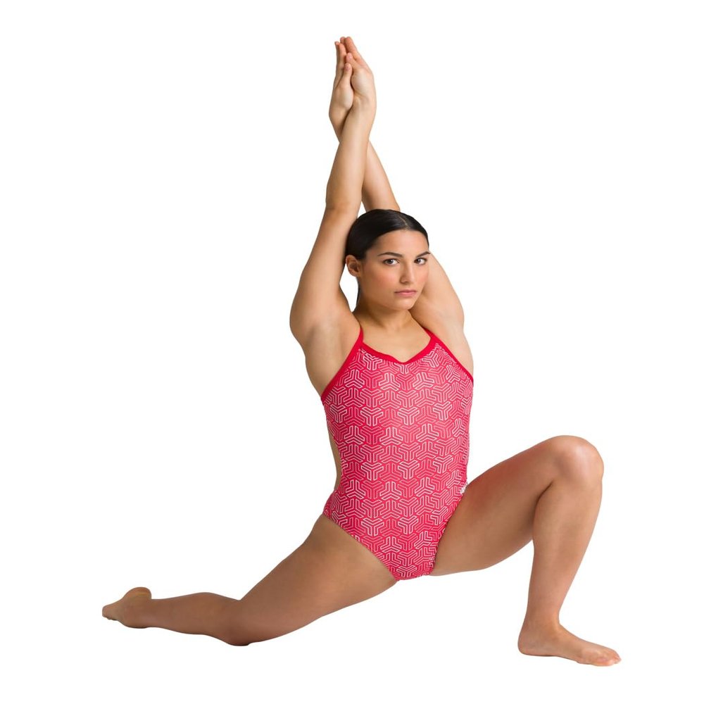 ARENA Kikko Womens Chlorine Resistant Athletic One Piece Swimsuit, Bathing Suit for Lap Swimming, Swim Competition & Water Sports-Red-Multi Red