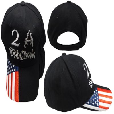 2A We The People Black RWB USA Flag On Bill Cotton Adjustable Embroidered Baseball Hat Cap