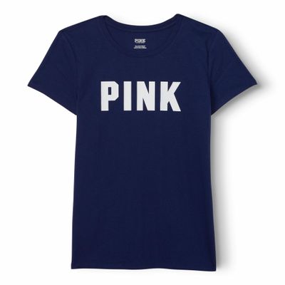 Victoria's Secret Women's Short Sleeve T-Shirt, Women T Shirt, Logo Navy, XS