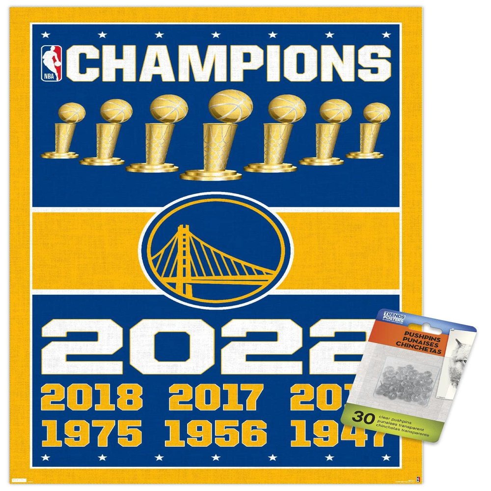 Trends International NBA Golden State Warriors - Champions 22 Wall Poster with Push Pins