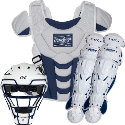 Rawlings | Velo Fastpitch Softball Catcher's Set | NOCSAE Certified | Intermediate Ages 12-15 | Navy/White