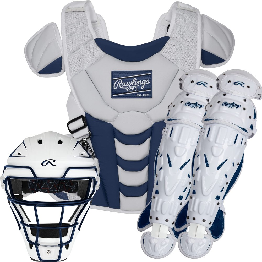 Rawlings | Velo Fastpitch Softball Catcher's Set | NOCSAE Certified | Intermediate Ages 12-15 | Navy/White