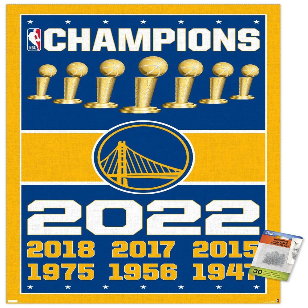 Trends International NBA Golden State Warriors - Champions 22 Wall Poster with Pushpins