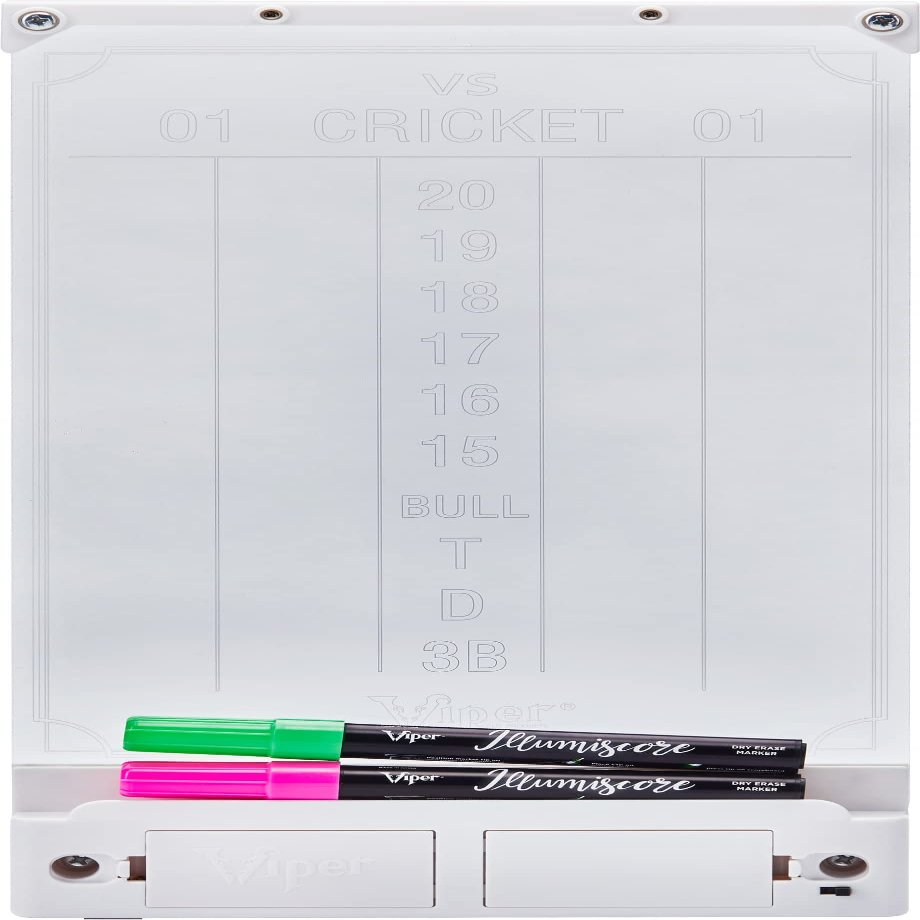 Viper Illumiscore See-Through Illuminated Back-Lit Dry Erase Dart Scoreboard, Standard (15.50" L x 7.50" W), White/Clear