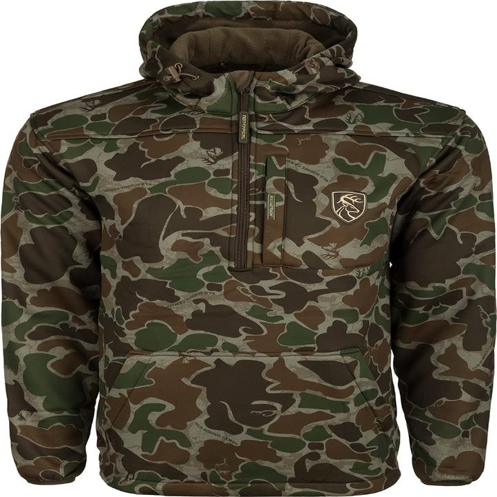 Drake Waterfowl Non Typical Endurance 1/4 Zip with Kangaroo Pouch Agion Active XL Old School Green - Large