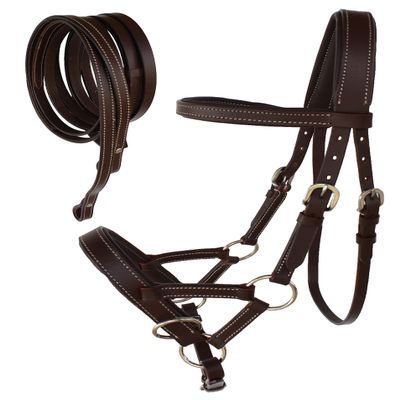 CHALLENGER Horse Western Horse Western English Tack Black Leather Bitless Sidepull Bridle Reins 77RT05BR-C