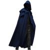 tuduoms Unisex Men's Medieval Cloak Cape Hooded Cloak Halloween Cosplay Costume Knight Tunic Cloak Witch Vampire Priate Cape Blue view 1