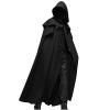 tuduoms Unisex Men's Medieval Cloak Cape Hooded Cloak Halloween Cosplay Costume Knight Tunic Cloak Witch Vampire Priate Cape Black view 1