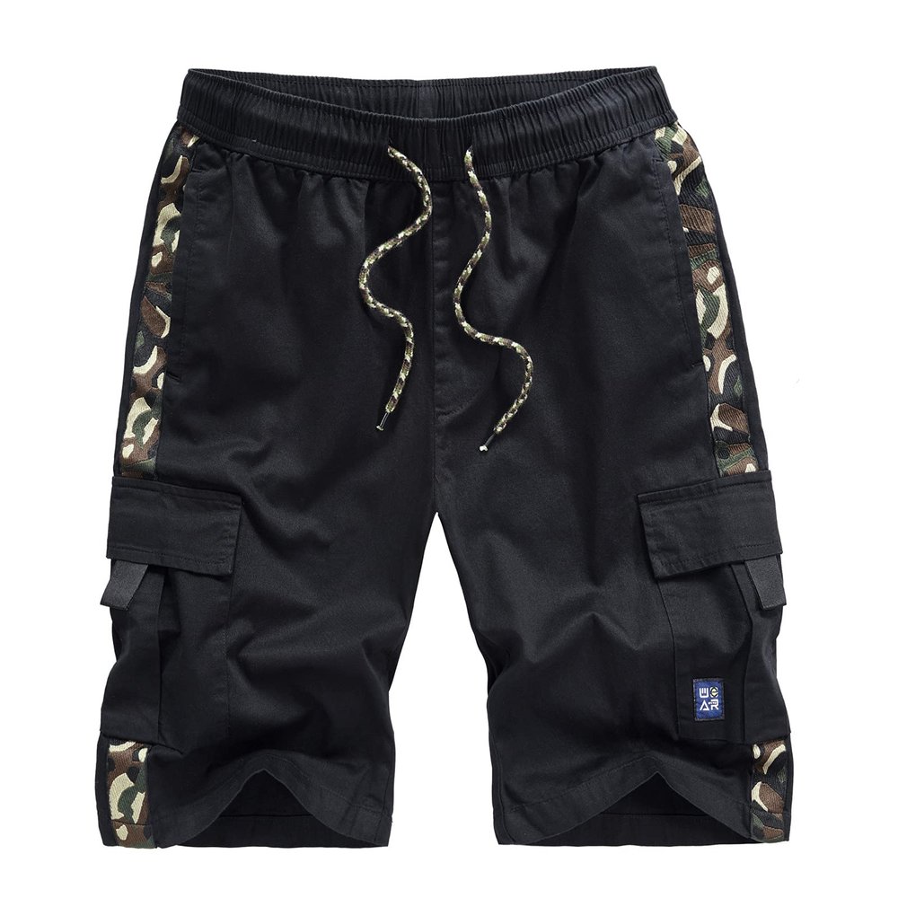 Ymosrh Shorts for Men Size 44, Mens Shorts Casual Fishing Big and Tall 48 W Elastic Waist Summer Fashion Casual Printed Loose Quick-Drying Shorts Beach Pants XL Orange Shorts (XL, Black)