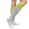 COUVER Women Cotton Tube 3 Stripes Activewear Knee-High Socks, Women Shoe Size 5-9, 1 Pair, White/Bright Yellow view 1