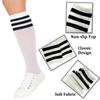 COUVER Women Cotton Tube 3 Stripes Activewear Knee-High Socks, Women Shoe Size 5-9, 1 Pair, White/Bright Yellow view 4