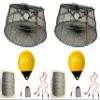 2-Pack of KUFA Sports Tower Style Prawn Trap(Stretched Mesh Size:1-3/4") with 400' Rope, Yellow Float, Bait Bag & Harness Combo (CT77+PBL38Y+HA2) X2 view 1