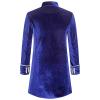 tuduoms Men Velvet Medieval Costumes Steampunk Vintage Tailcoat Jacket Halloween Cosplay Pirate Captain Coat Long Trench Coat Blue view 3