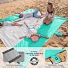 WEKAPO Beach Blanket - Sandproof Waterproof Extra Large Beach Mat | Oversized Sand-Free Lightweight Quick-Drying | Beach Vacation Essentials with Stakes & Corner Pockets (Turquoise, 9x10 FT) view 3