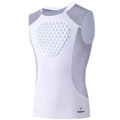 Youper Youth Baseball Chest Protector Shirt, Padded Heart-Guard/Sternum Protection for T-Ball, Football & Softball (Small, White Grey)