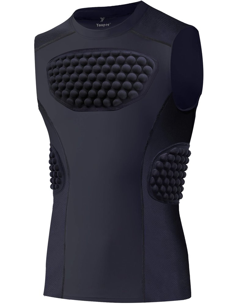 Youper Youth Baseball Padded Chest Protector Shirt, Rib Heart Sternum Guard for Football, Softball & Lacrosse (Black, Small)