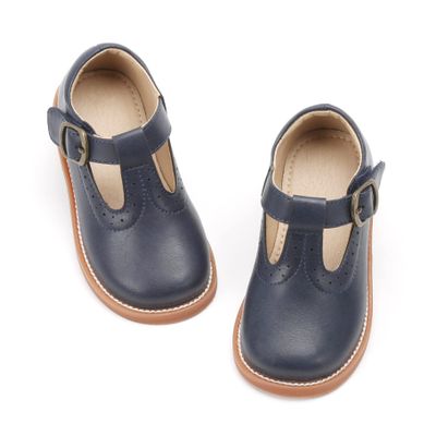 Otter MOMO Toddler Little Girls Oxford Shoes Mary Jane Flat T-Strap School Uniform Party Blue Dress Shoes Size 1