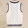 easyforever Boys Girls Uniform Knitted Vest V Neck Sleeveless Cable Crochet Knitwear Sweater Waistcoat Pullover Cardigan White 5-6 Years view 3