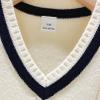 easyforever Boys Girls Uniform Knitted Vest V Neck Sleeveless Cable Crochet Knitwear Sweater Waistcoat Pullover Cardigan White 5-6 Years view 4