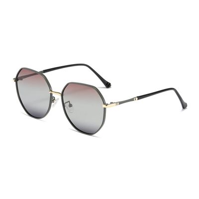 HCHES Sunglasses Women Fashion Eyewear Outdoor Polarized Sunglasses Men UV400 Metal Oval Frame,310.Tea black,follow picture