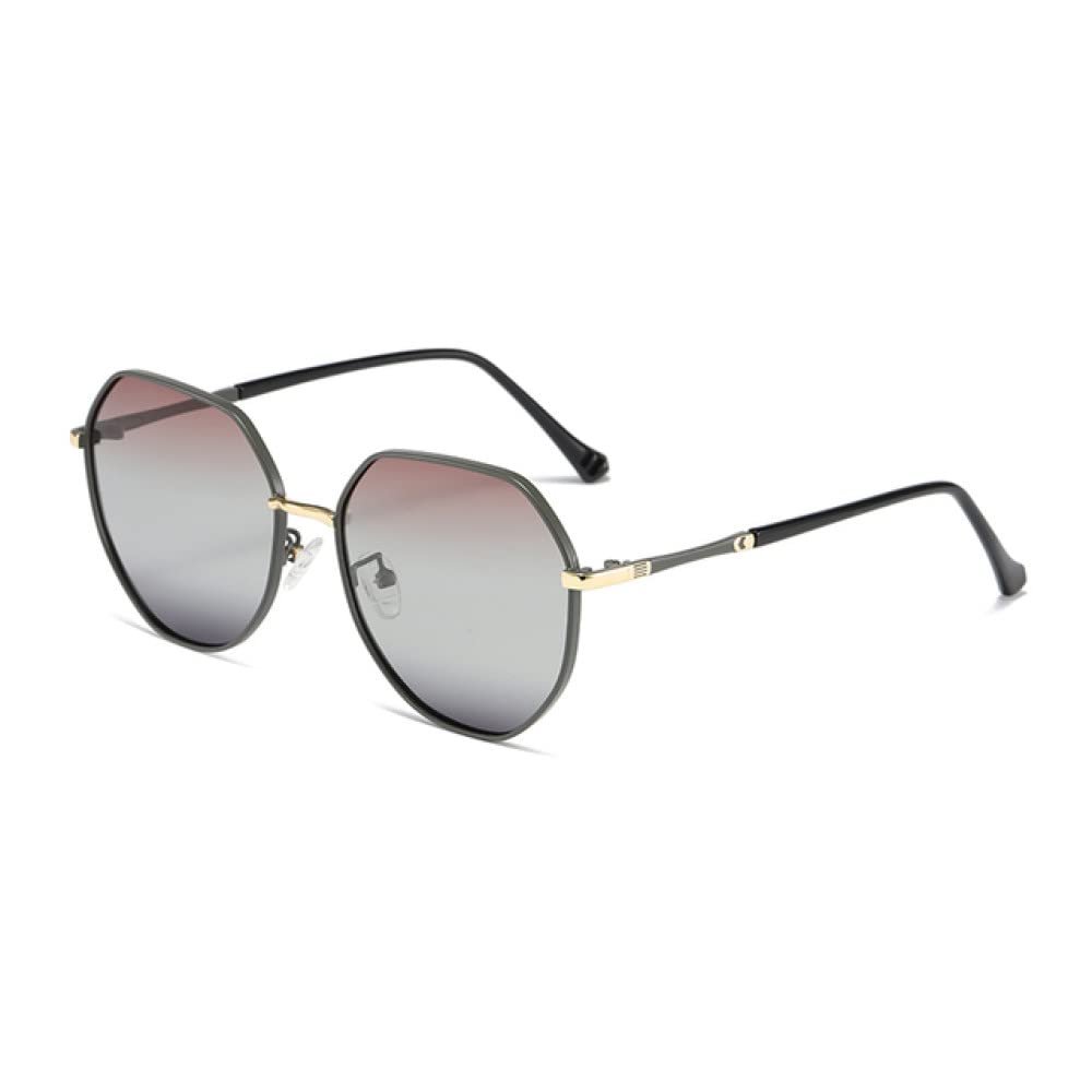 HCHES Sunglasses Women Fashion Eyewear Outdoor Polarized Sunglasses Men UV400 Metal Oval Frame,310.Tea black,follow picture