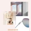 HCHES Sunglasses Women Fashion Eyewear Outdoor Polarized Sunglasses Men UV400 Metal Oval Frame,310.Tea black,follow picture view 3