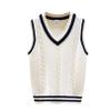 easyforever Boys Girls Uniform Knitted Vest V Neck Sleeveless Cable Crochet Knitwear Sweater Waistcoat Pullover Cardigan White 11-12 Years view 1