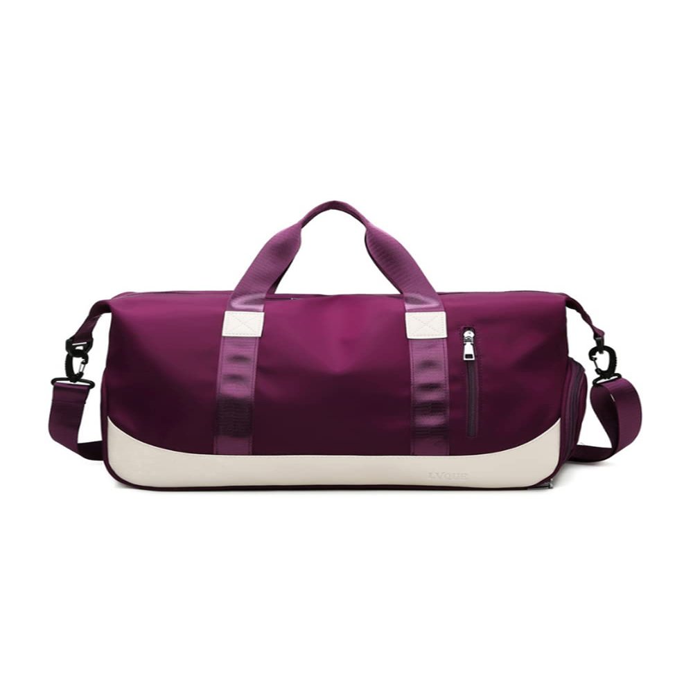 SMALLBLUER Sports Gym Bag Overnight Weekend Duffel Bags with Trolley Sleeve and Shoe Compartment-Dark purple