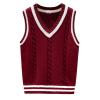 Aislor Boys Girls V Neck Sweater Vest Knitwear Sleeveless Pullover Crochet Knitted Waistcoat School Uniform Vest Top Burgundy 11-12 Years view 1