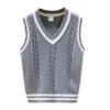 easyforever Boys Girls Uniform Knitted Vest V Neck Sleeveless Cable Crochet Knitwear Sweater Waistcoat Pullover Cardigan Grey 11-12 Years view 1
