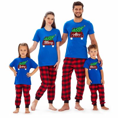 Christmas Red Plaid Truck Matching Family Baby Girl Boys T-Shirt