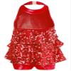 ACSUSS Kids Girls Sequins Dance Dress Shiny Leotards for Jazz Latin Teens Ballroom Dancing Costume Red 10 Years view 2